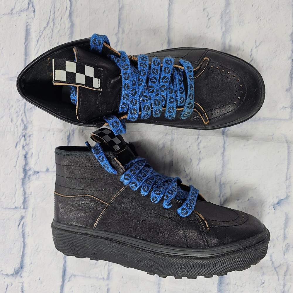 Vans Sk8-Hi Taka Hayashi High Top Sneakers Men 6 Black Leather Blue Laces Lug